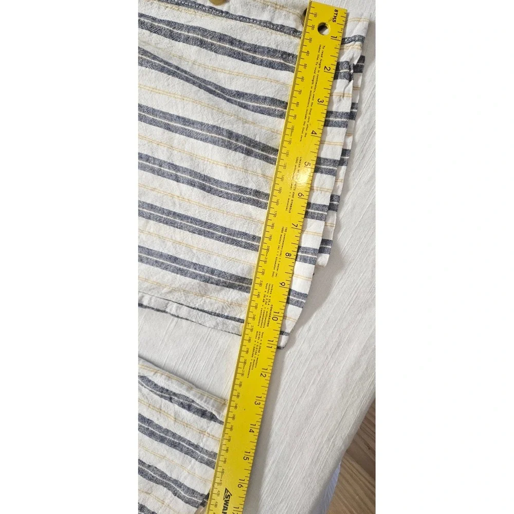 Cato Mens White Blue Yellow Striped Wide Leg Button Side Pants S New